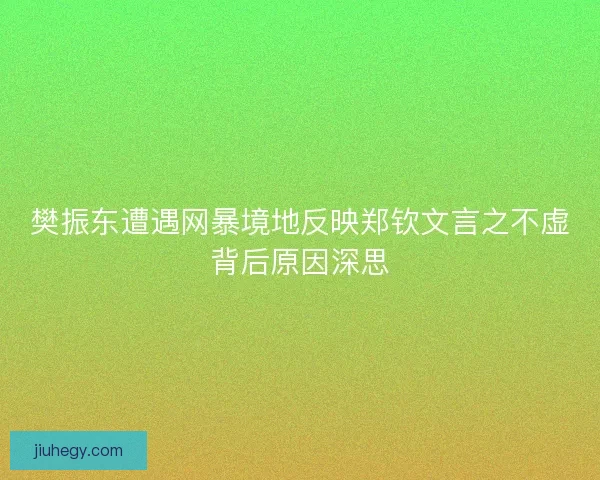 樊振东遭遇网暴境地反映郑钦文言之不虚背后原因深思