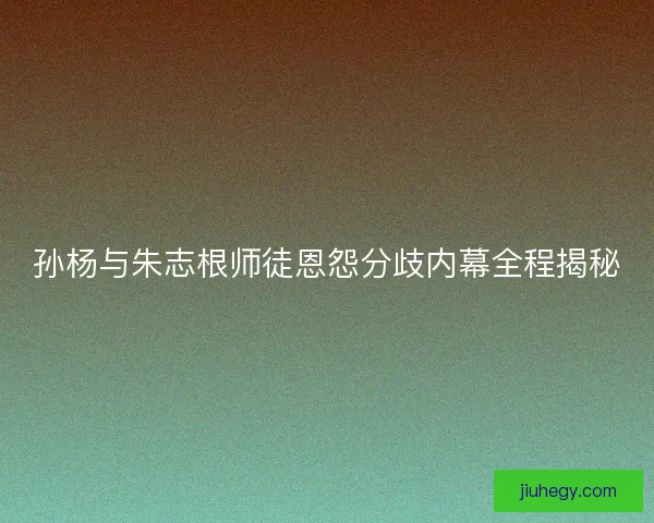 孙杨与朱志根师徒恩怨分歧内幕全程揭秘 孙杨与朱志根师徒恩怨分歧内幕全程揭秘
