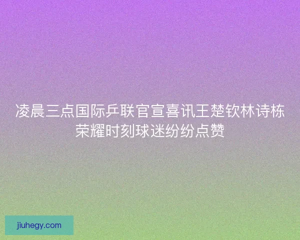 凌晨三点国际乒联官宣喜讯王楚钦林诗栋荣耀时刻球迷纷纷点赞